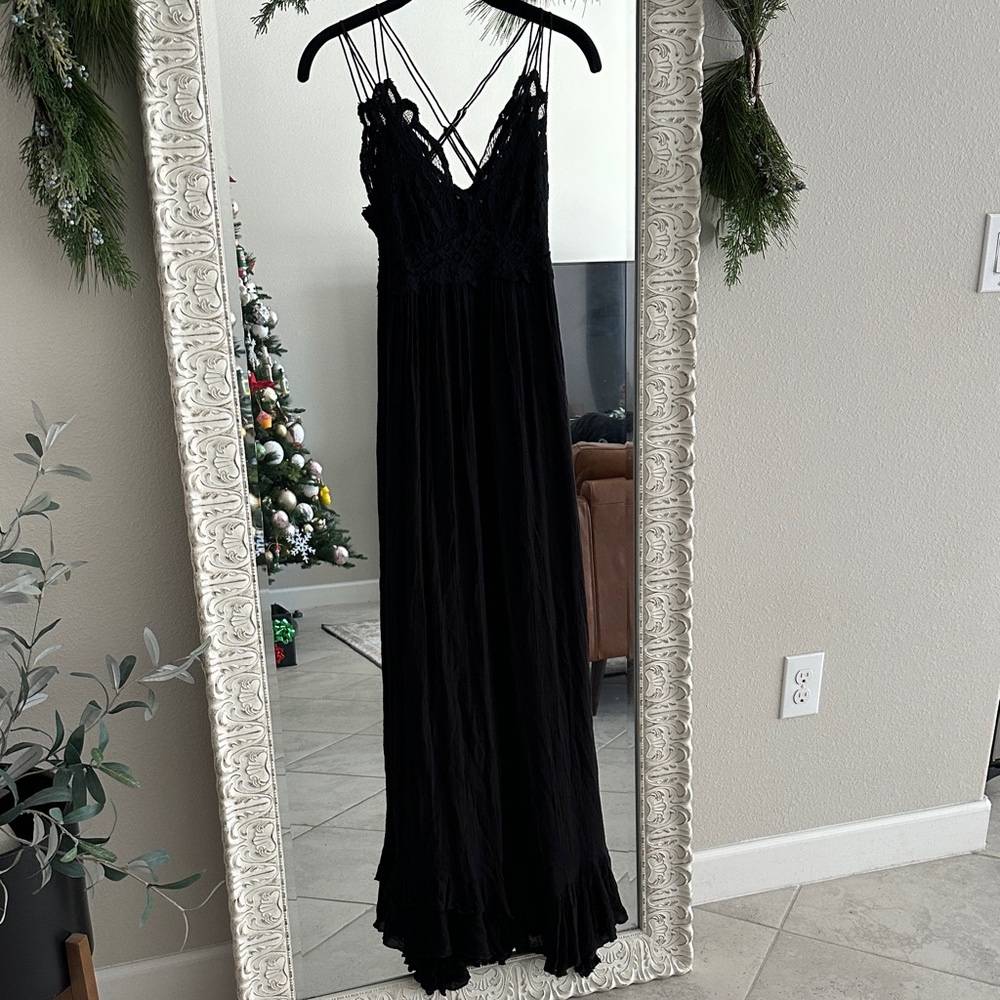 Free People Black Lace Detail Dress